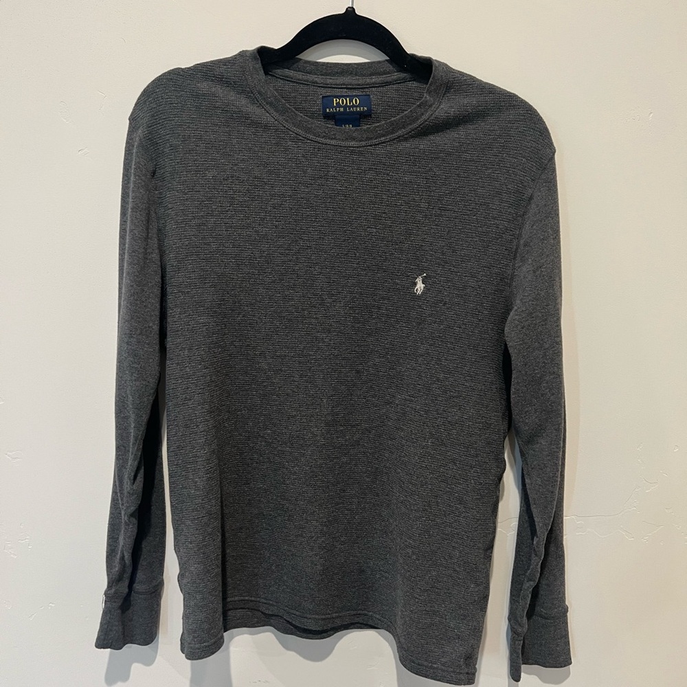 Polo by Ralph Lauren Men's Gray Long Sleeve Fitted Shirt Size Large Preppy